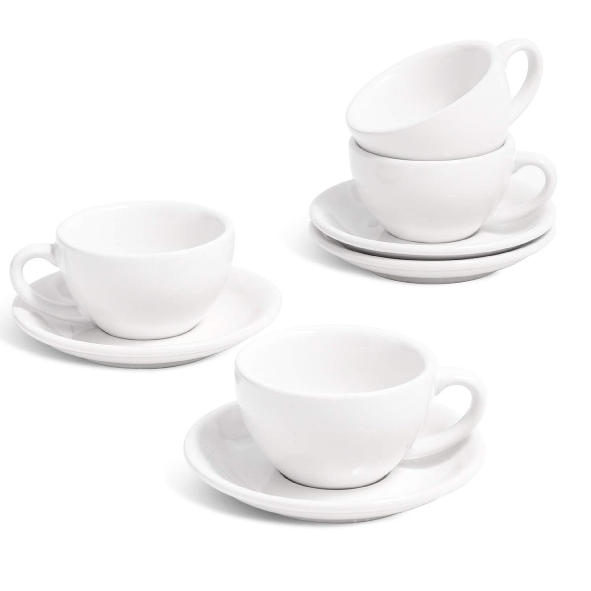 LE TAUCI demitasse cups with saucers—set of four for elegant espresso service at home.