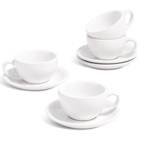 LE TAUCI demitasse cups with saucers—set of four for elegant espresso service at home.