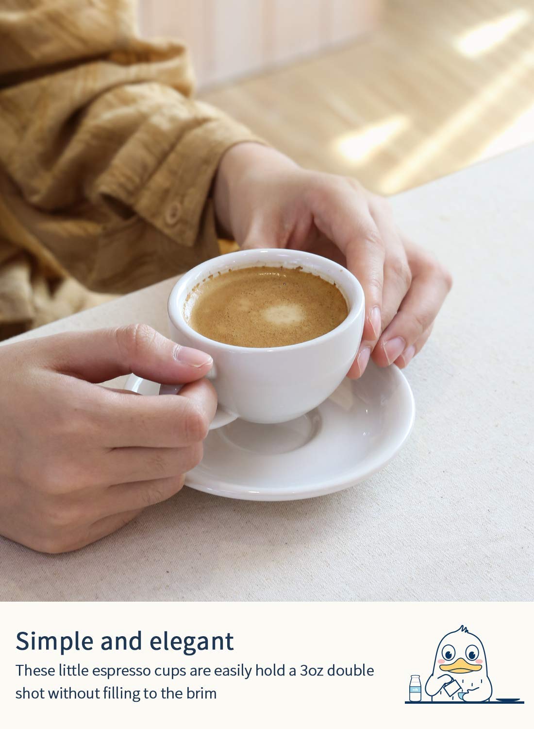 LE TAUCI demitasse cups with comfy handles for easy, graceful lifting.