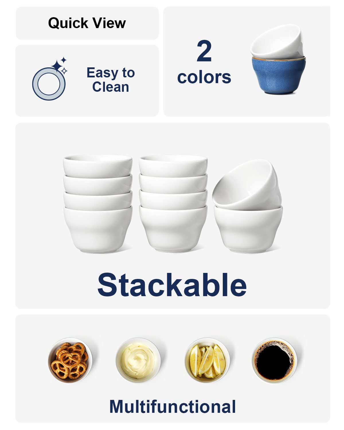 LE TAUCI dessert bowls for ice cream and fruit servings in white