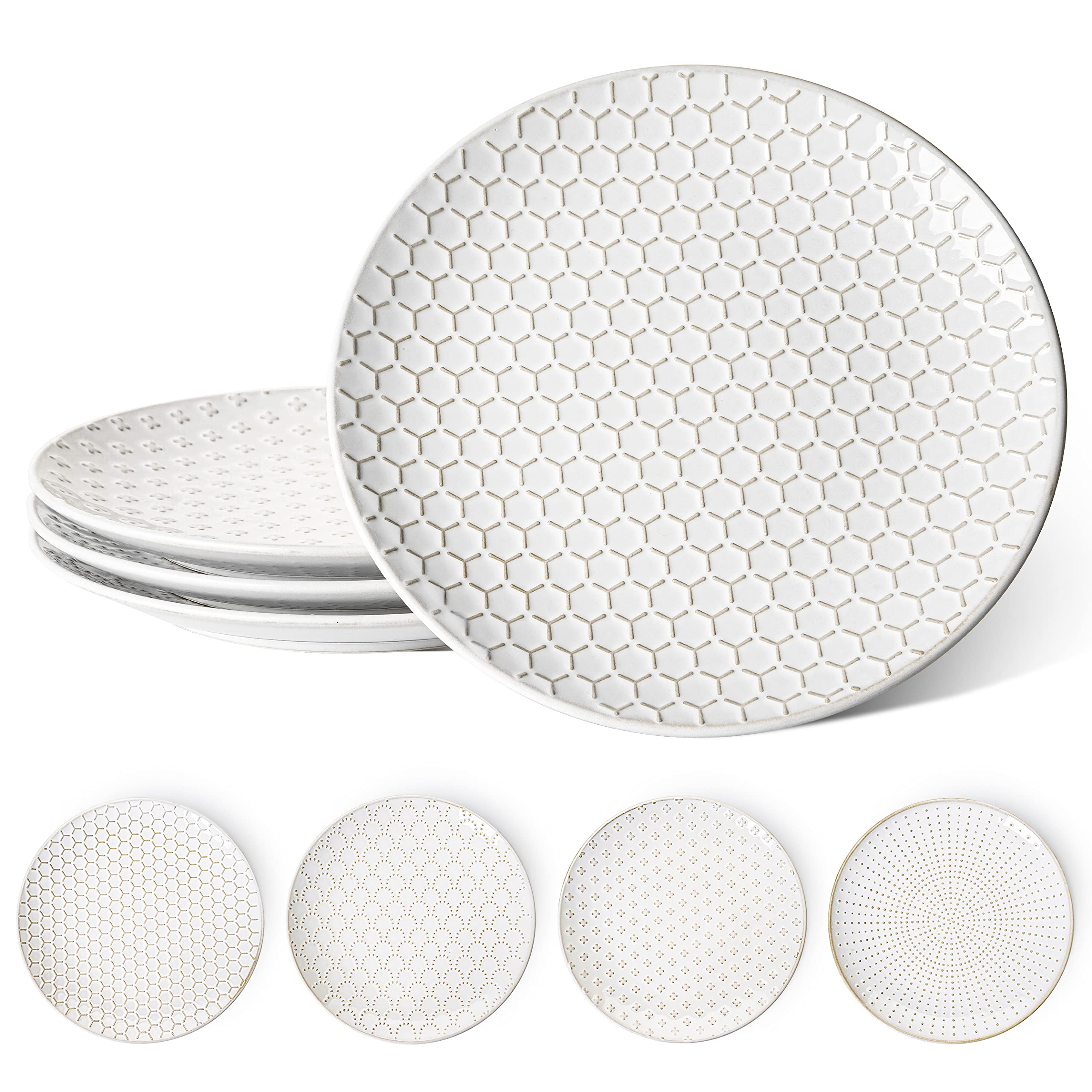 LE TAUCI dinner plate with embossed Arctic white texture, ideal for stylish serving.