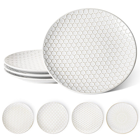 LE TAUCI dinner plate with embossed Arctic white texture, ideal for stylish serving.