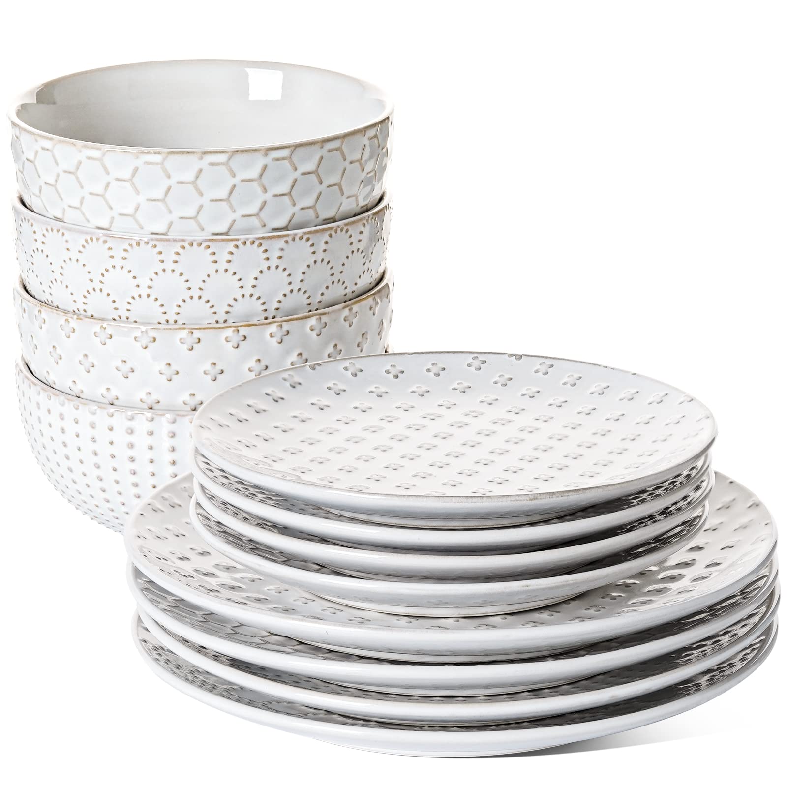 LE TAUCI 10-inch dinner plate with embossed pattern for a stylish table setting