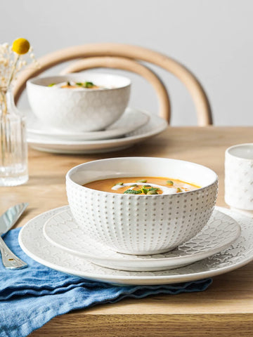 LE TAUCI 8-inch salad plate with textured edge and smooth glaze