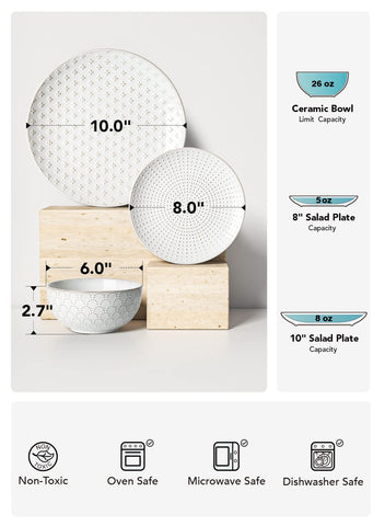 LE TAUCI stackable dinnerware saves cabinet space without sacrificing style