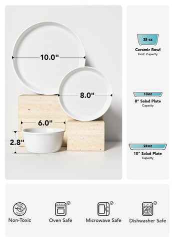 LE TAUCI Dishes Set bowl 6in with deep sides ideal for sauces and soups.