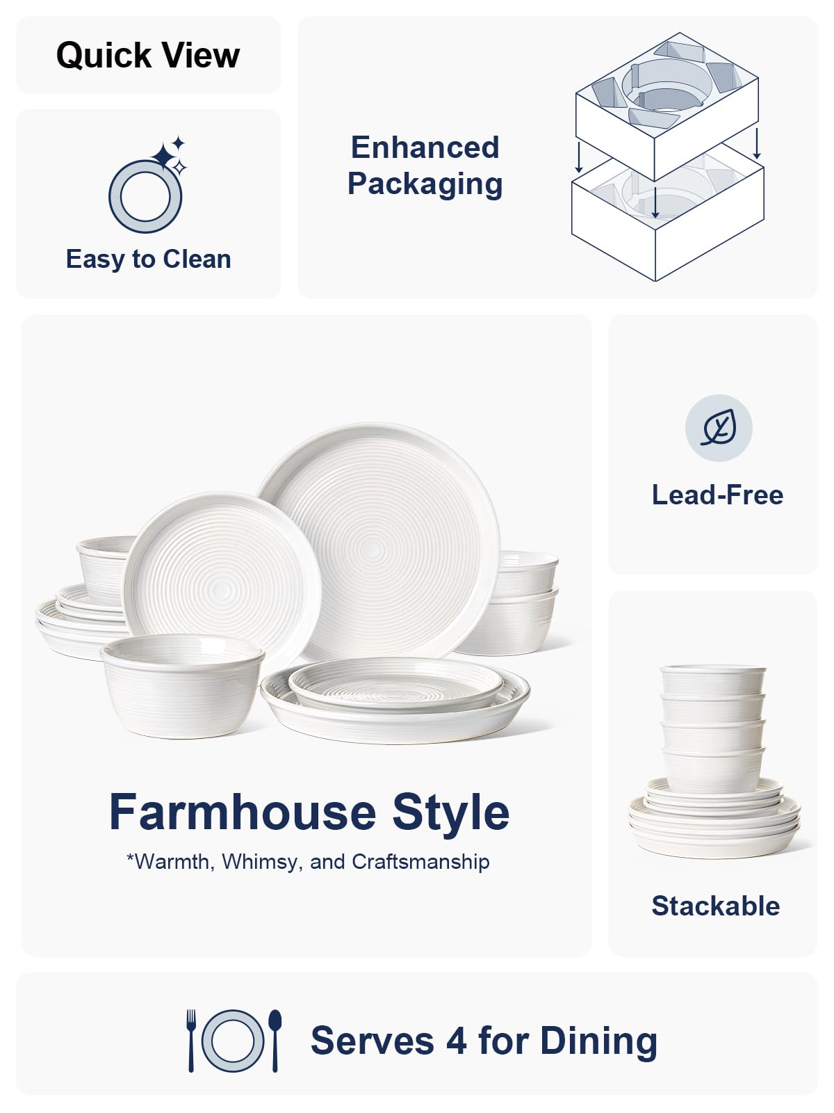 LE TAUCI Dishes Set salad plate 8in showcases clean edges for vibrant side dishes.