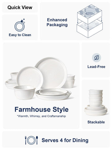 LE TAUCI Dishes Set salad plate 8in showcases clean edges for vibrant side dishes.