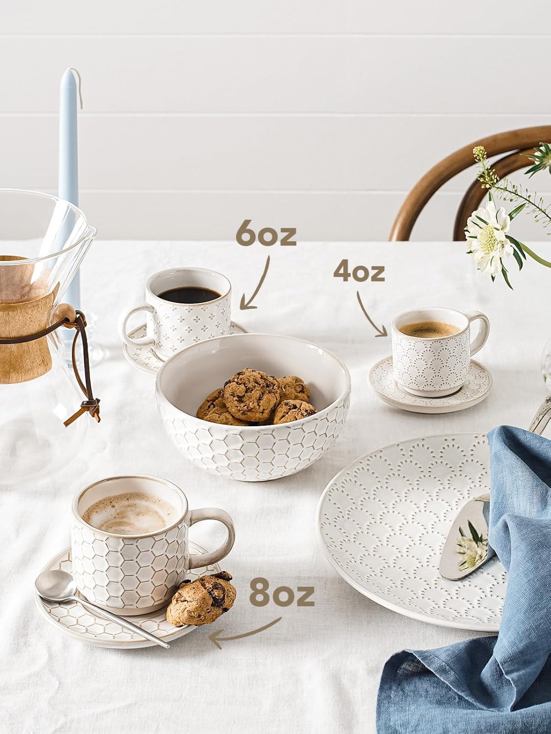 LE TAUCI dishwasher and oven-safe ceramic cups simplify cleanup and versatile use.