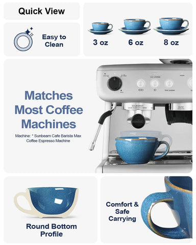 LE TAUCI dishwasher safe cappuccino cups simplify cleanup after rich espresso based drinks.