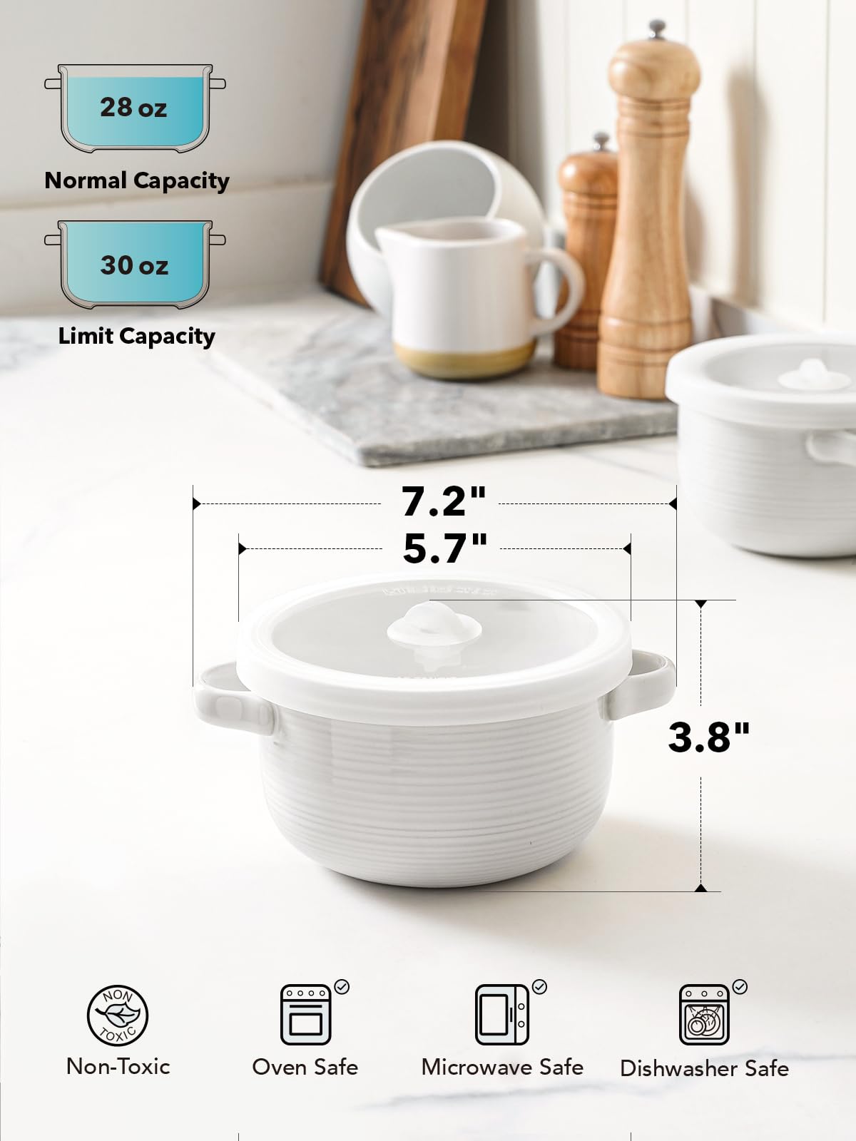 LE TAUCI dishwasher-safe ceramic design cleans easily after family meals.
