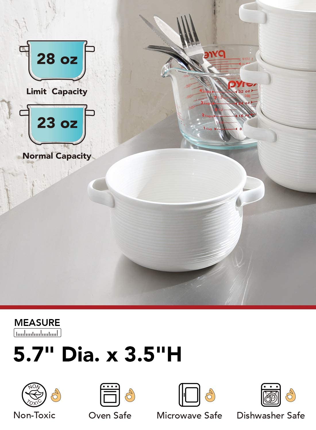 LE TAUCI durable ceramic bowls safe for acidic dishes.
