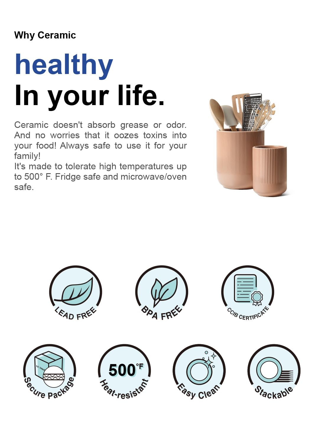 LE TAUCI easy-clean ceramic material simplifies maintenance after cooking.