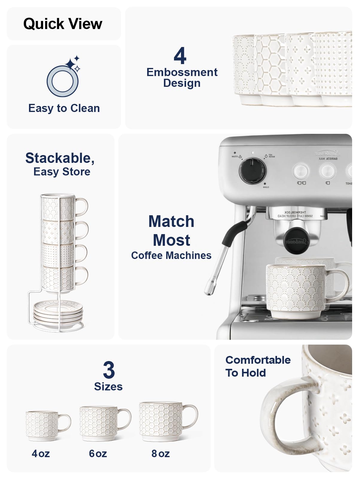 LE TAUCI embossed-pattern cups highlight unique texture and style