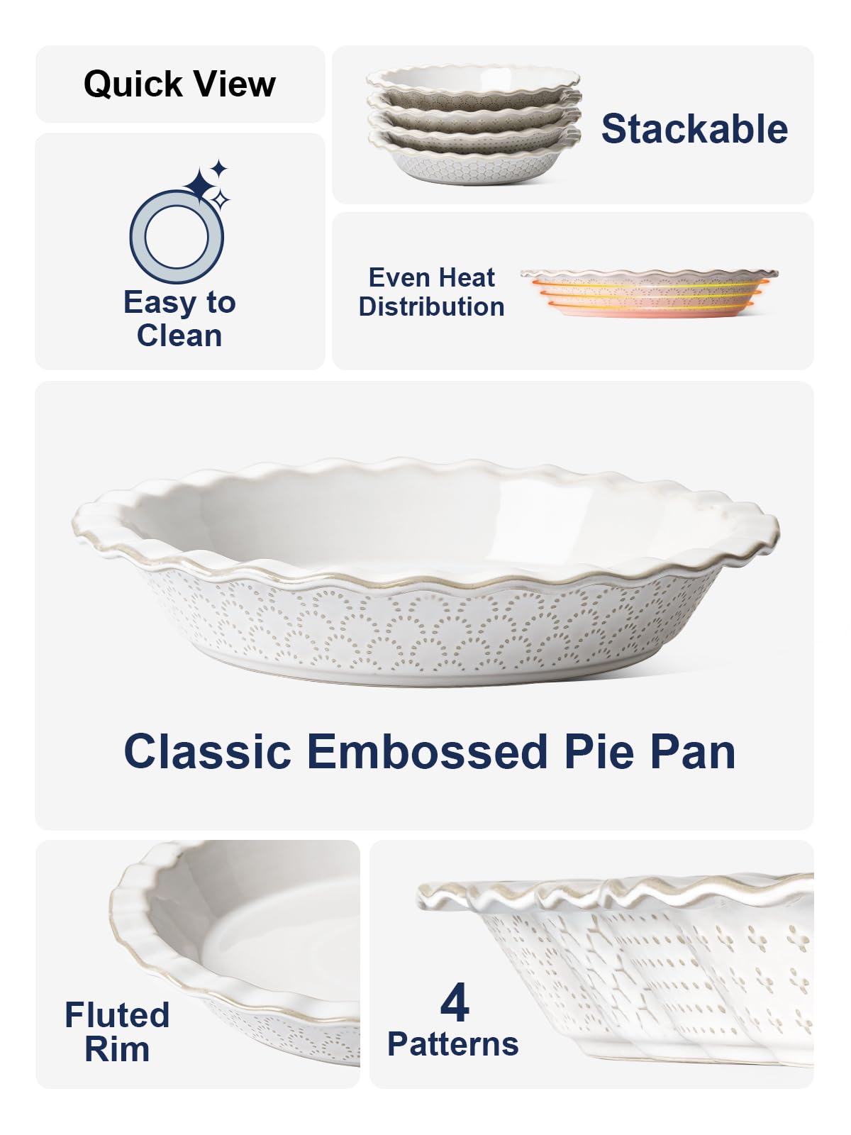 LE TAUCI fluted rim helps you easily crimp crust for a neat finish