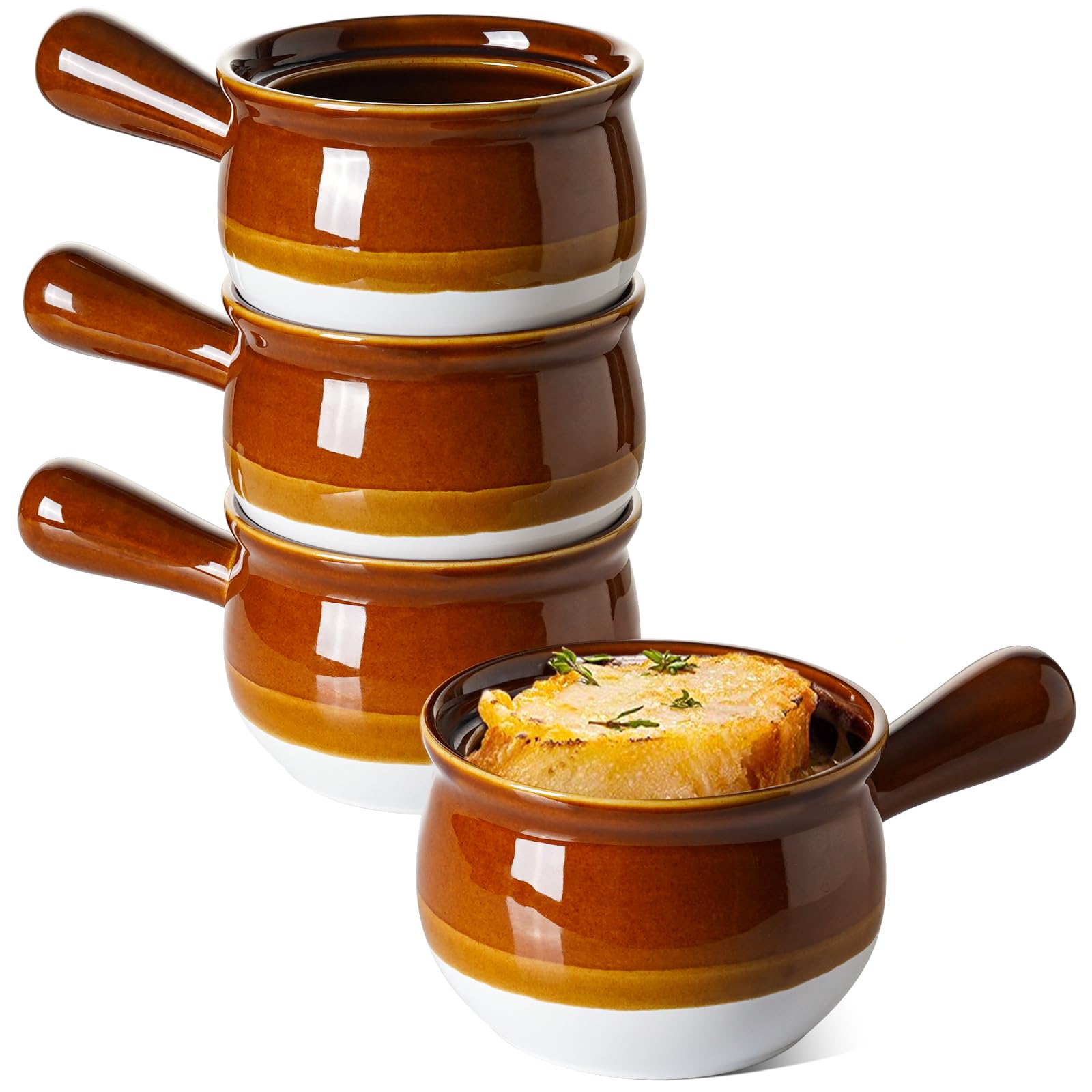 LE TAUCI 22oz onion soup bowl with handle for easy serving.