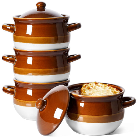 LE TAUCI 16 oz soup bowl with lid and handles keeps servings warm at the table