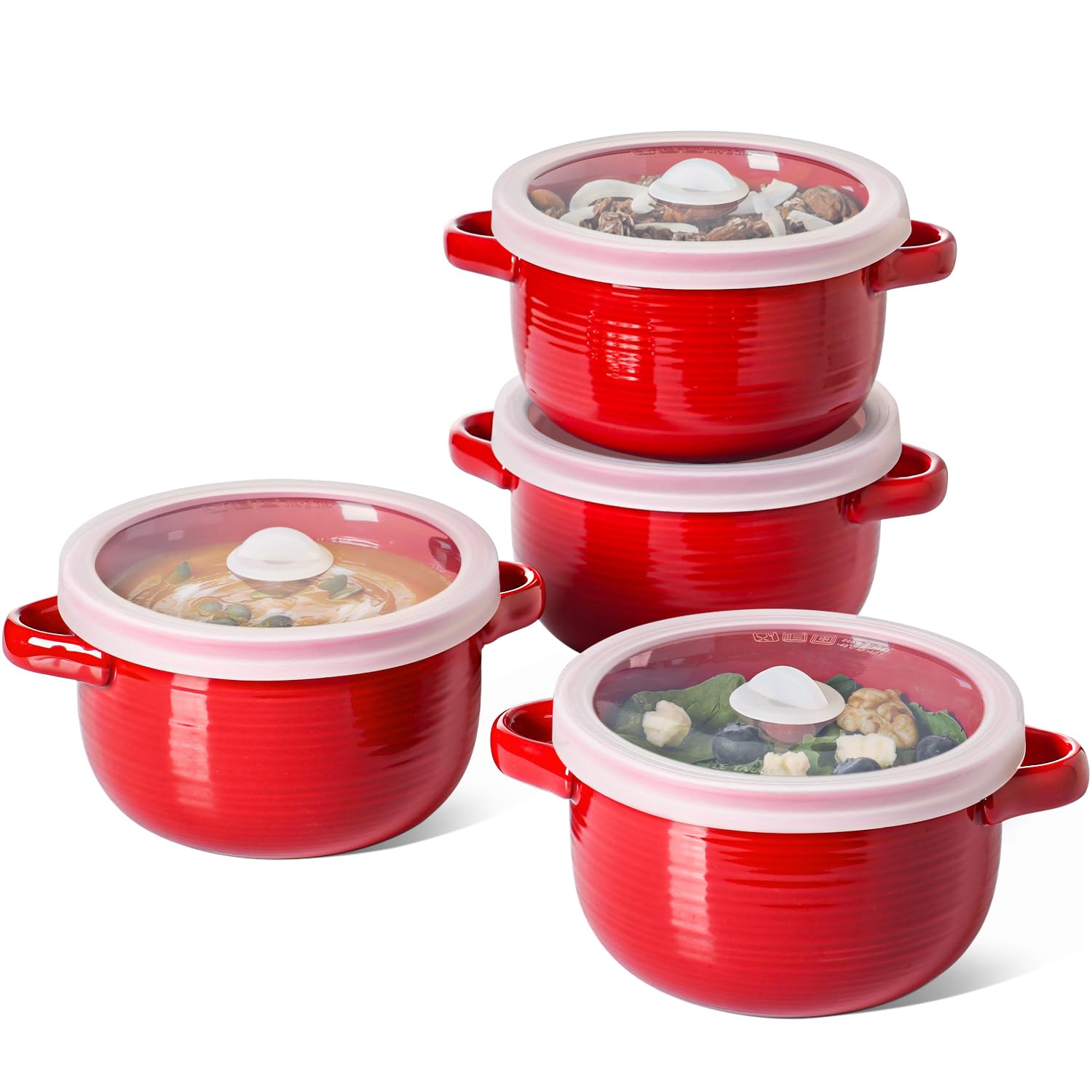 LE TAUCI French Onion Soup Bowls with 28oz capacity and double handles for easy serving.