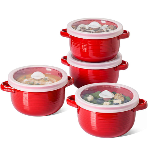 LE TAUCI French Onion Soup Bowls with 28oz capacity and double handles for easy serving.