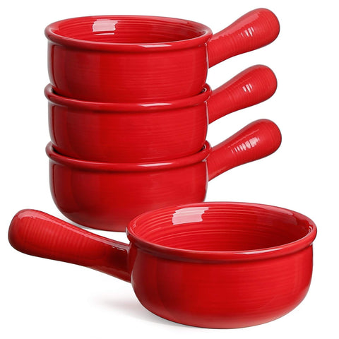 LE TAUCI French Onion Soup Bowls with handles shown for easy heat-safe serving