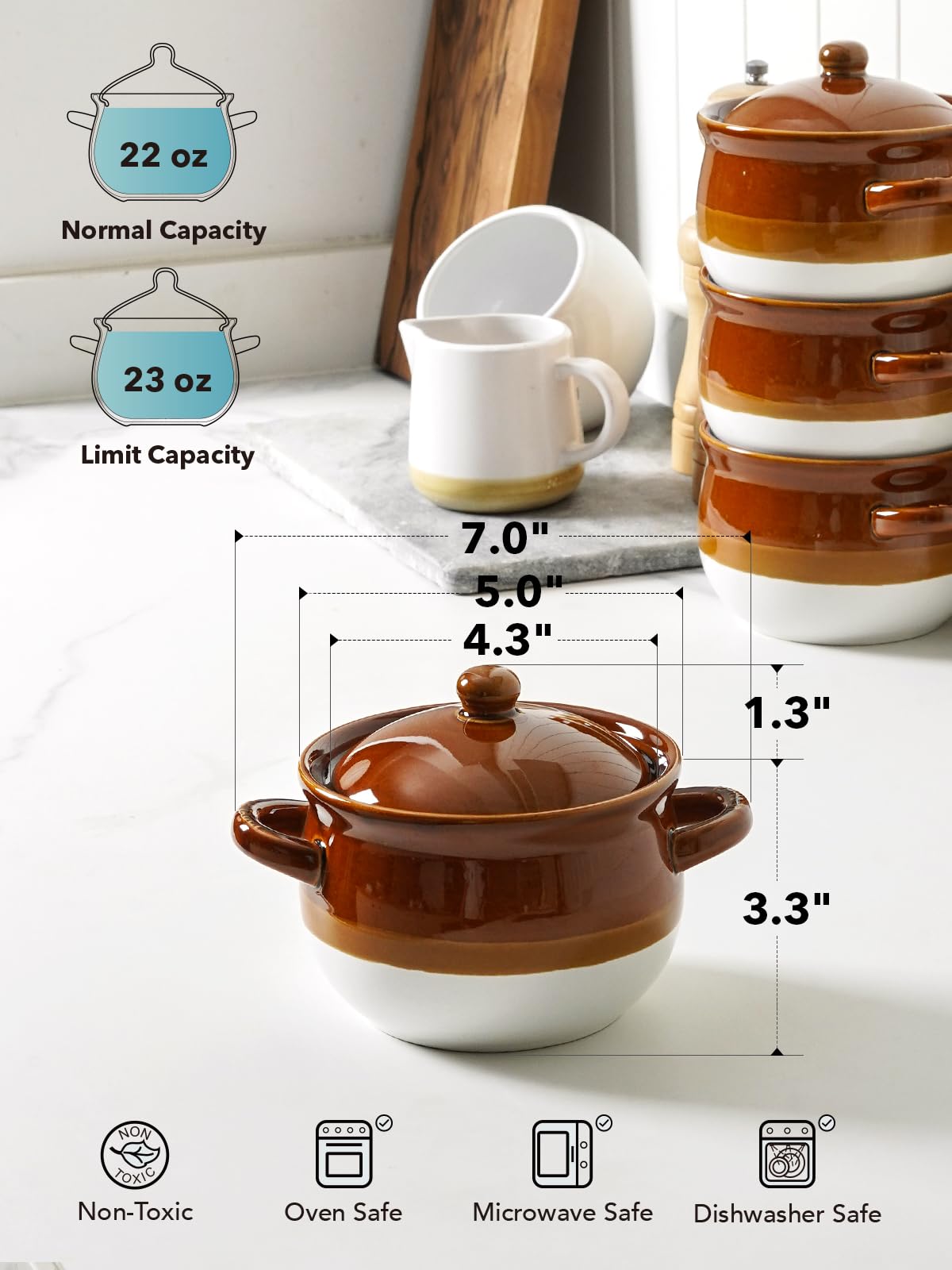 LE TAUCI glazed interior and exterior, easy cleaning and odor resistance.