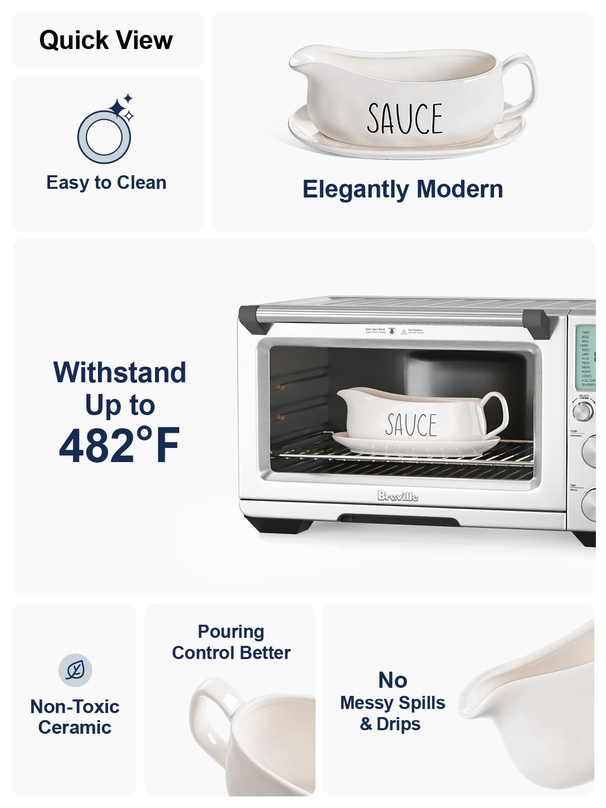 LE TAUCI Grade A ceramic is heat-safe up to 482°F for diverse use.