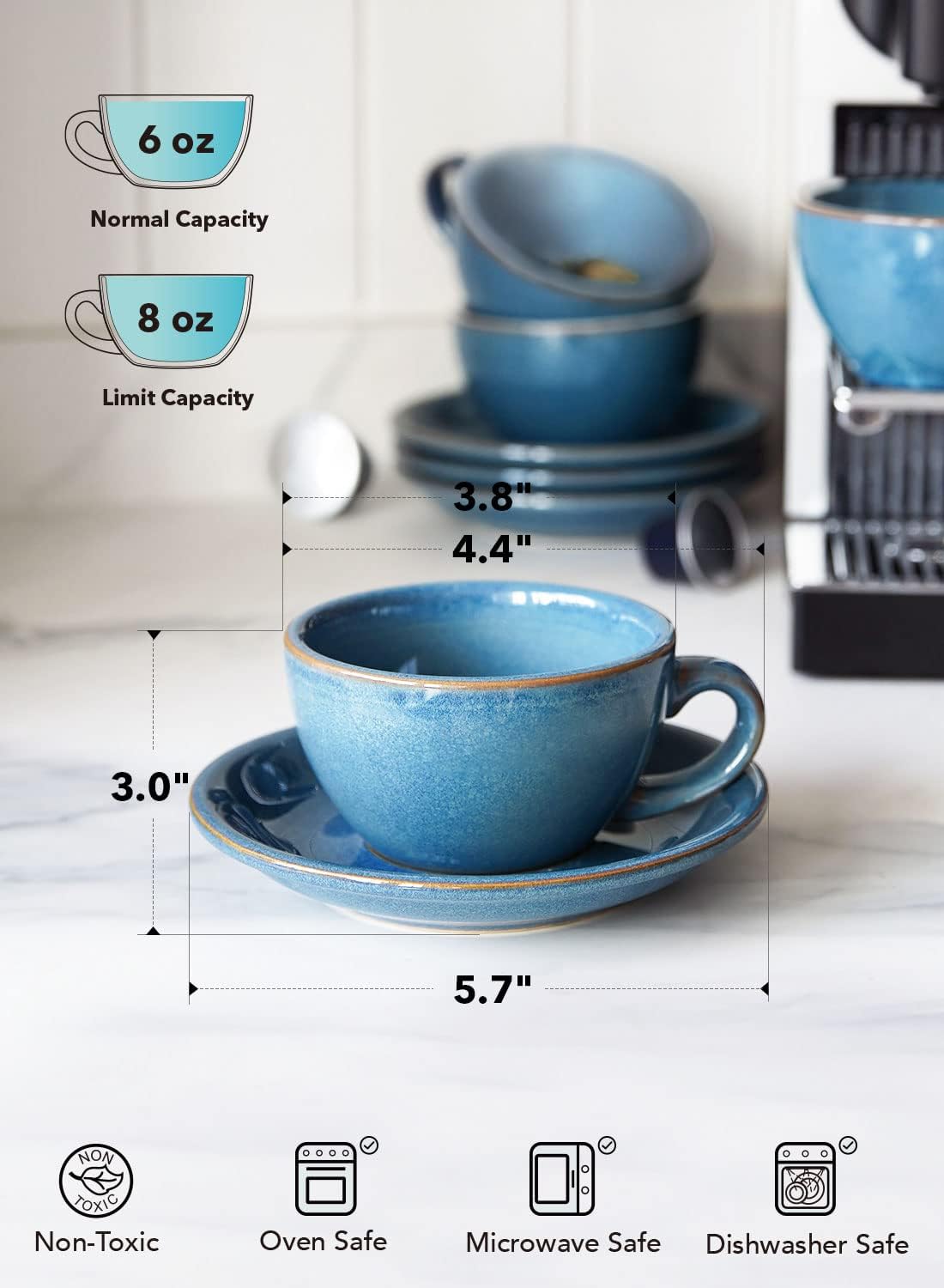 LE TAUCI heat safe porcelain ensure durability and warm beverages between sips.
