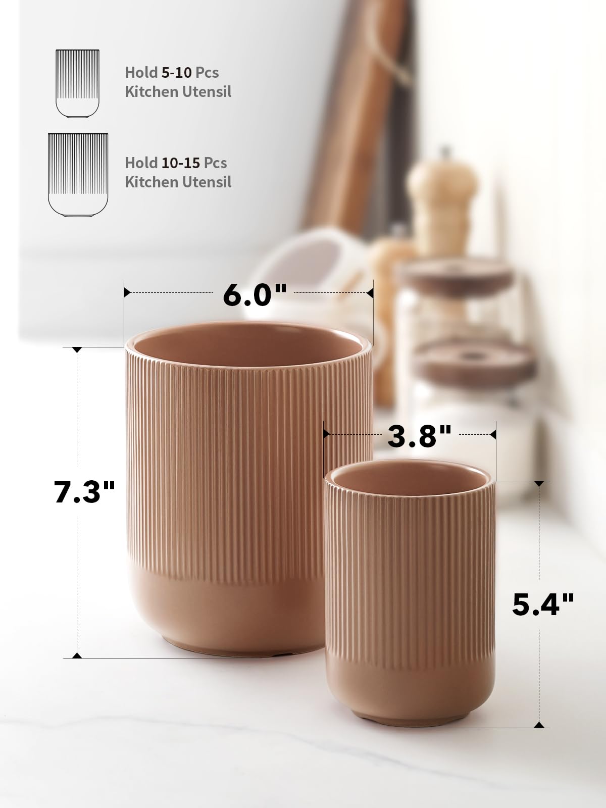 LE TAUCI modern vertical ribbed design adds style to kitchen decor.