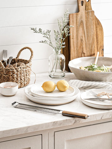 LE TAUCI oven, microwave, and dishwasher-safe dishware in Arctic White.