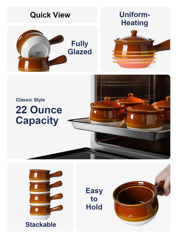 LE TAUCI oven-safe glazed ceramic bowl ideal for soups and stews.