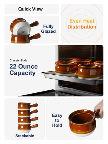 LE TAUCI oven-safe soup bowl ideal for hot meals and reheating.