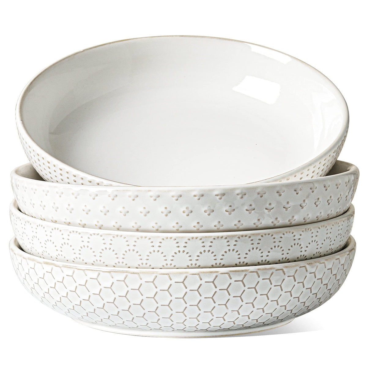LE TAUCI Pasta Bowls 42oz Arctic White, 9-inch, ideal for generous pasta servings.