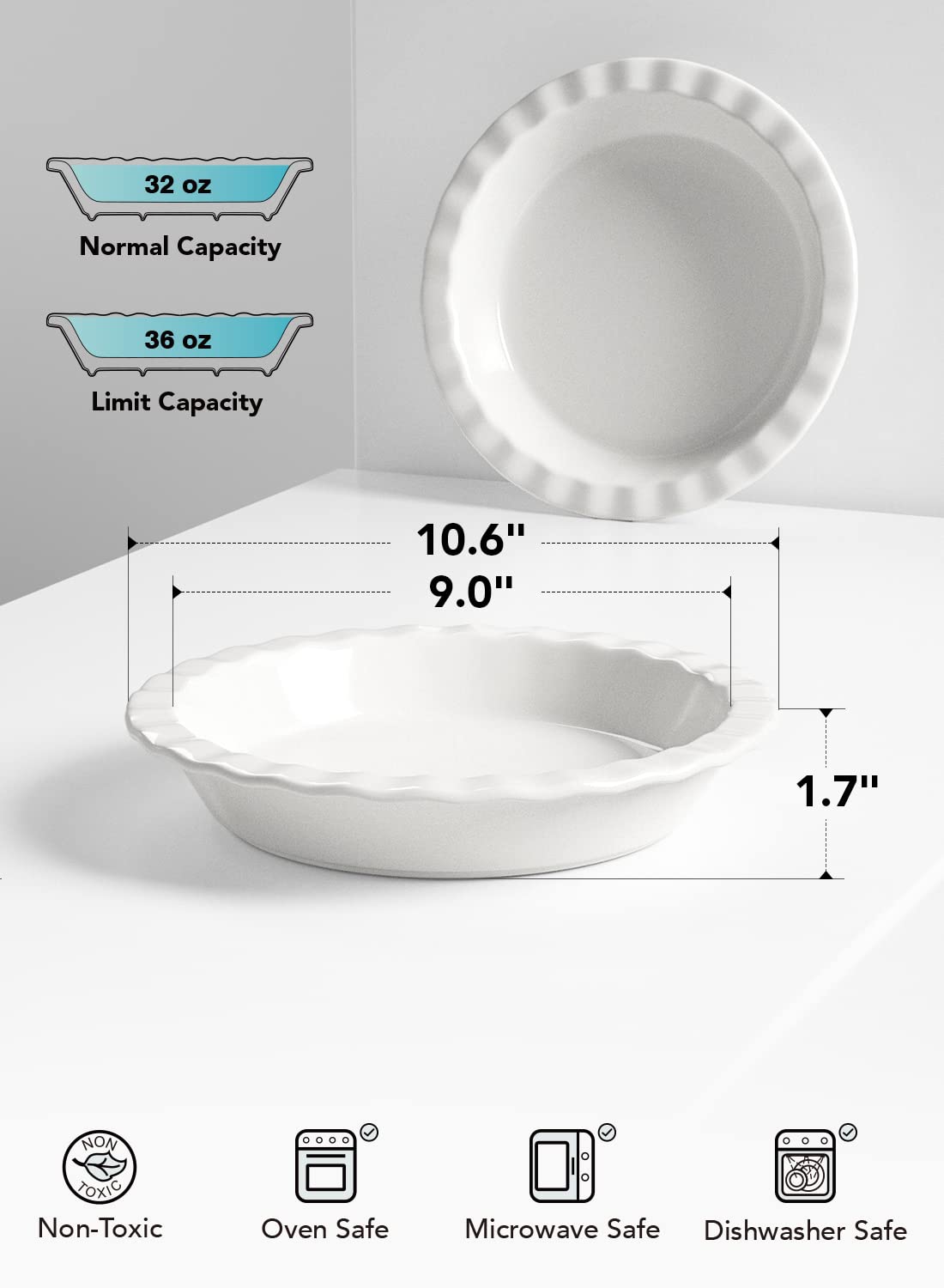 LE TAUCI microwave-safe pie pan for quick reheats and leftovers.
