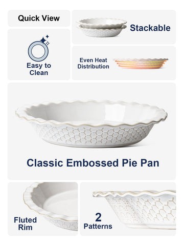 LE TAUCI 9-inch pie pans showcase even heat with flat top for crisp exteriors.