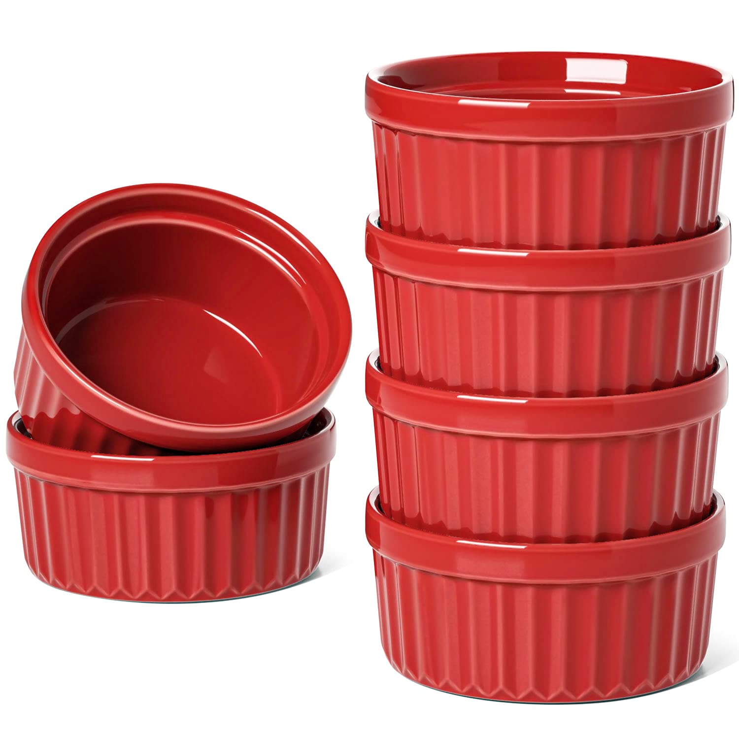 LE TAUCI 4oz true red ramekins six-pack ideal for crème brûlée portions