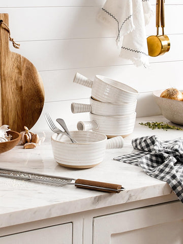 LE TAUCI set of four bowls shows practical kitchen display