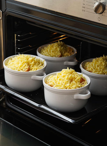 LE TAUCI silicone lids provide airtight coverage to keep soups fresh.