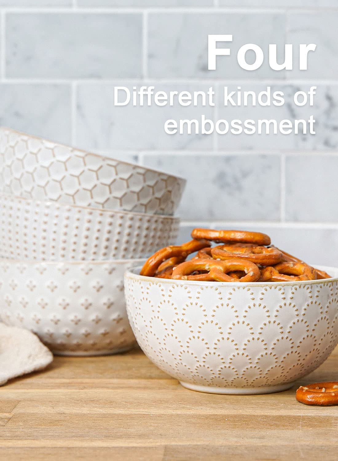 LE TAUCI bowls stack neatly to save cabinet space.