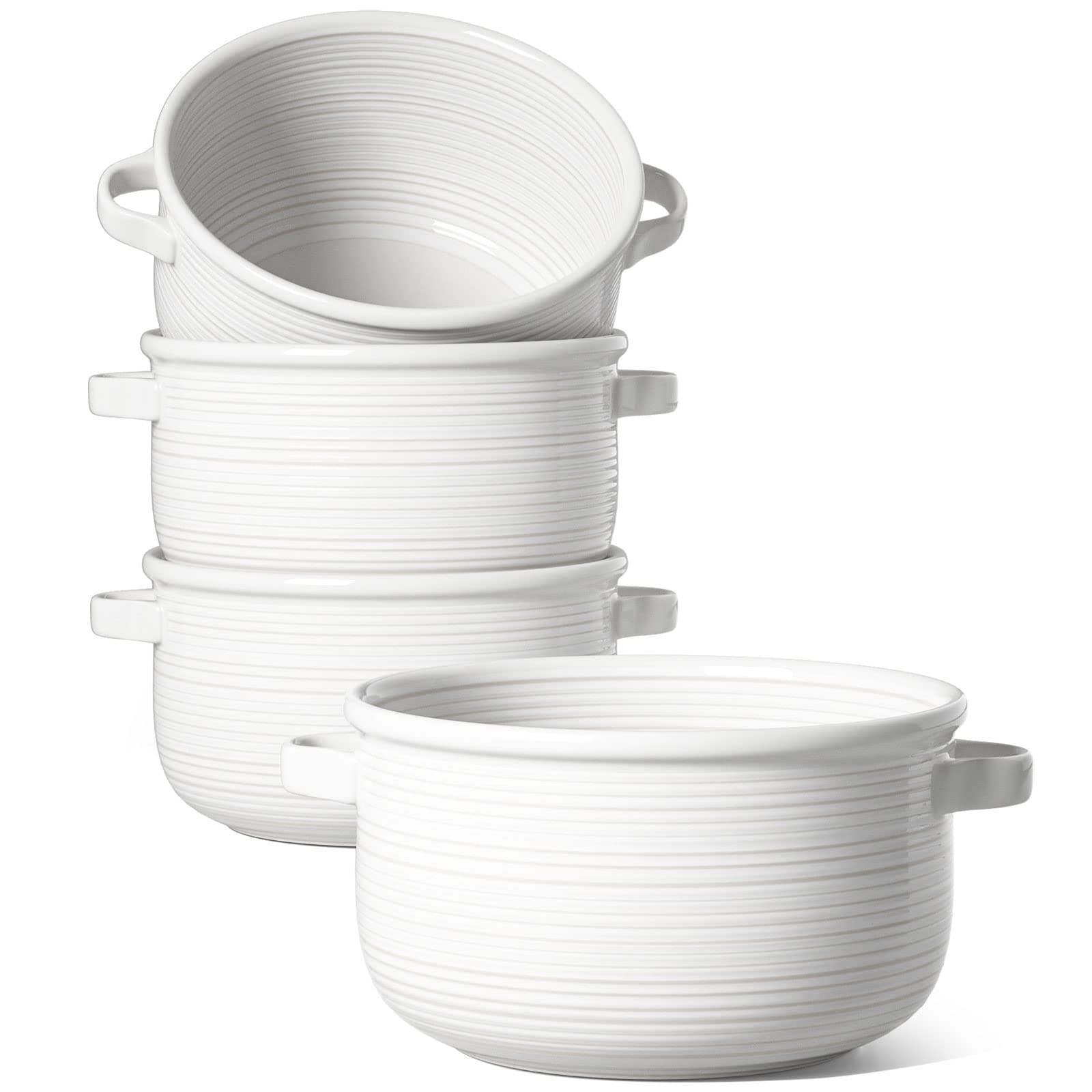 LE TAUCI 28 oz soup bowls with handles for easy oven-to-table serving.