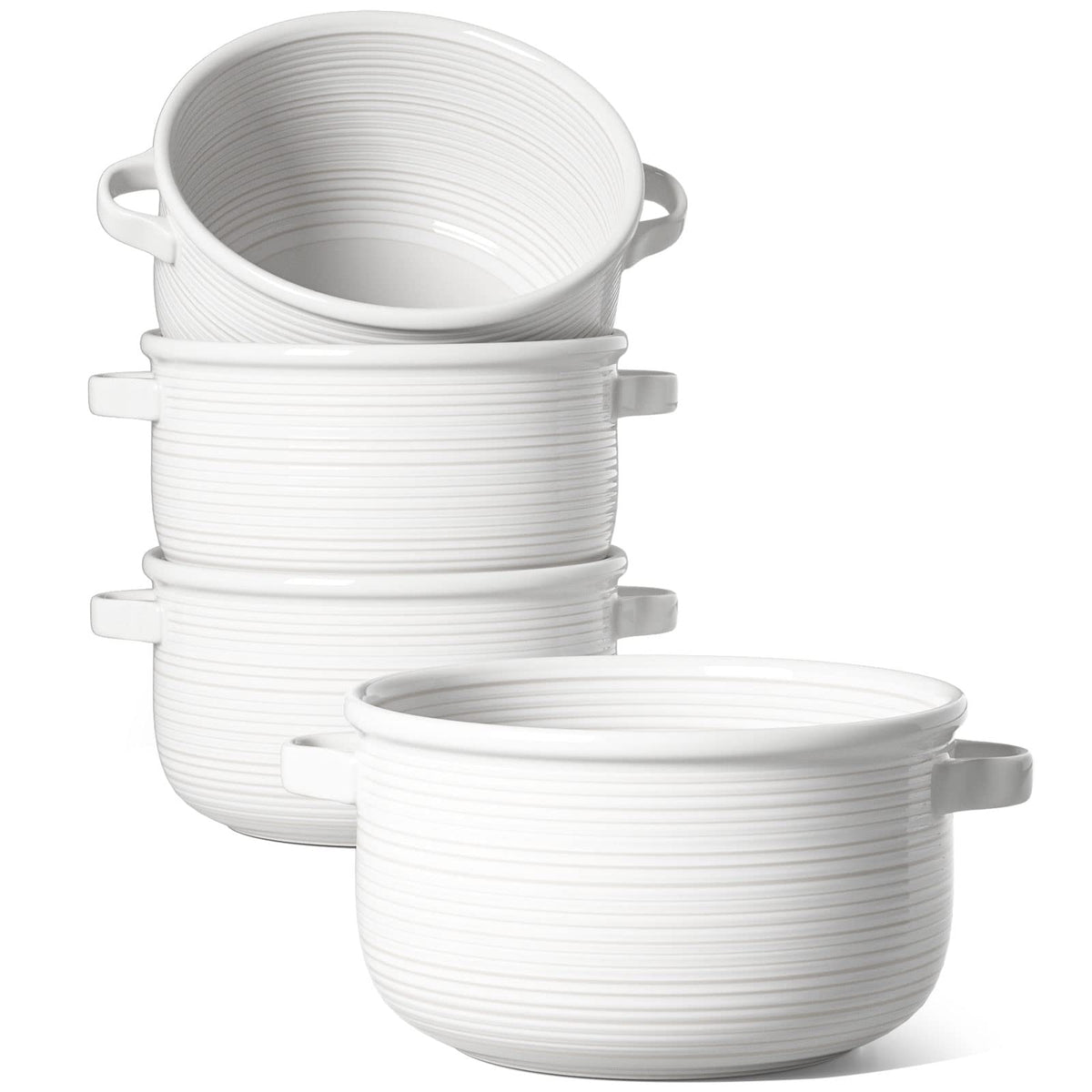 LE TAUCI 28 oz soup bowls with handles for easy oven-to-table serving.