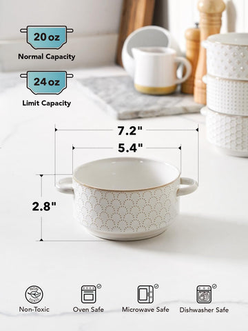 LE TAUCI bowls are dishwasher safe and stackable for compact storage.