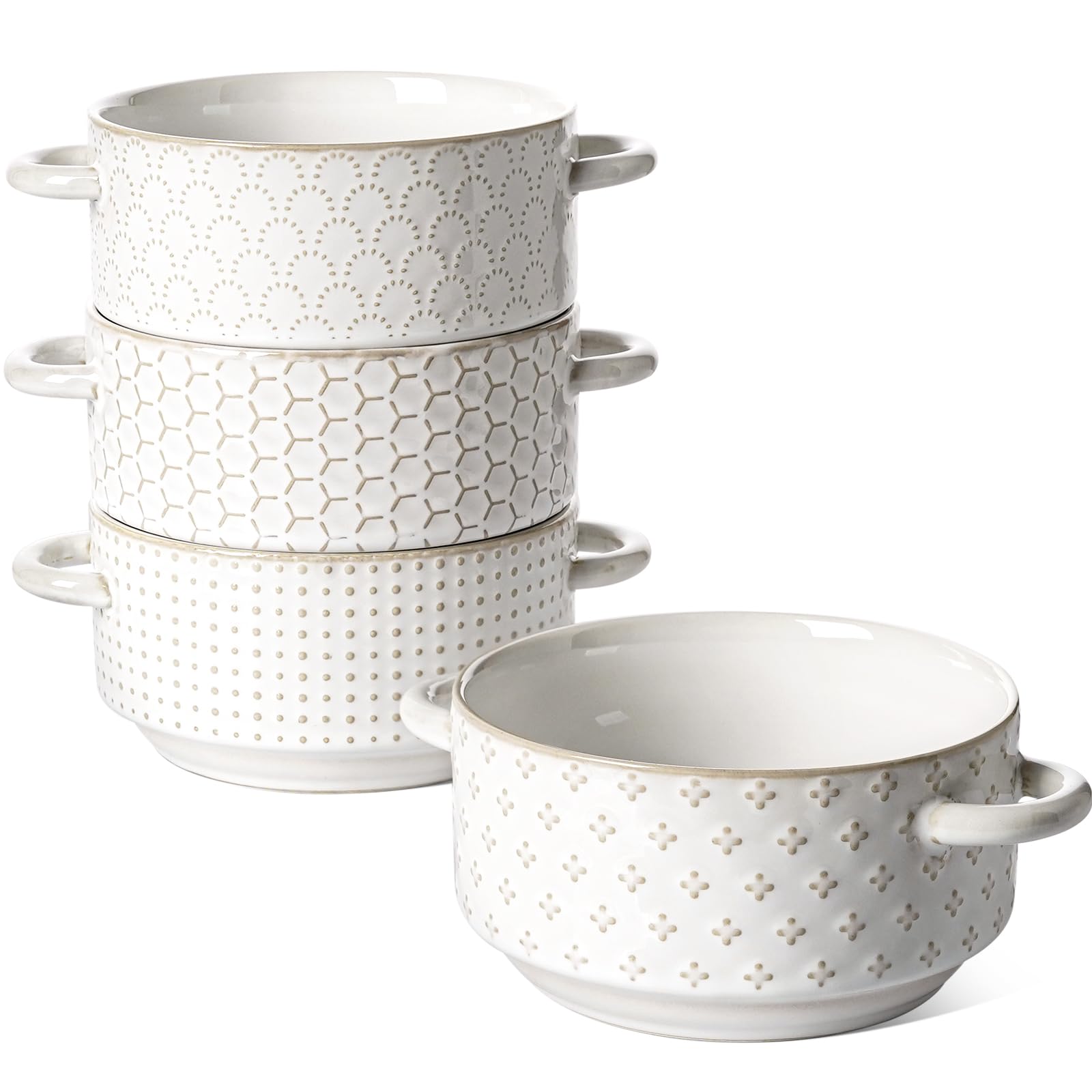 LE TAUCI soup bowls with handles, side view, heat-safe for oven use.