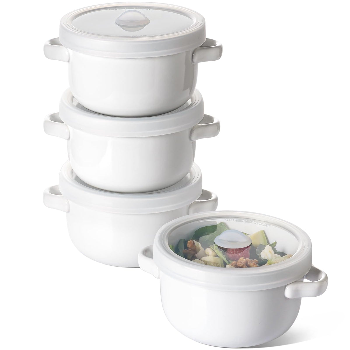 LE TAUCI soup bowls with handles offer a secure grip for hot servings.