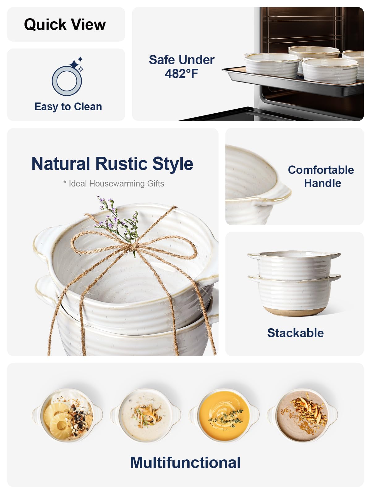LE TAUCI two-handled bowls for safe transport from oven to table