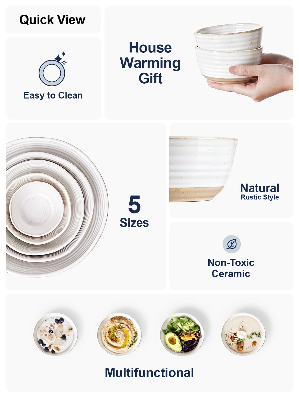LE TAUCI stackable bowls saving cabinet space with smooth glaze
