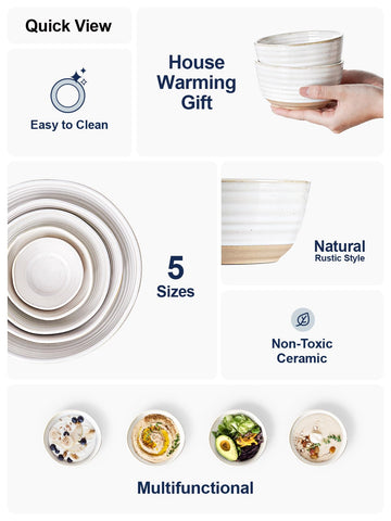 LE TAUCI stackable bowls saving cabinet space with smooth glaze