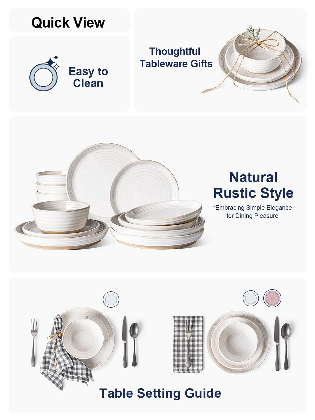 LE TAUCI stackable dinnerware saving cabinet space.
