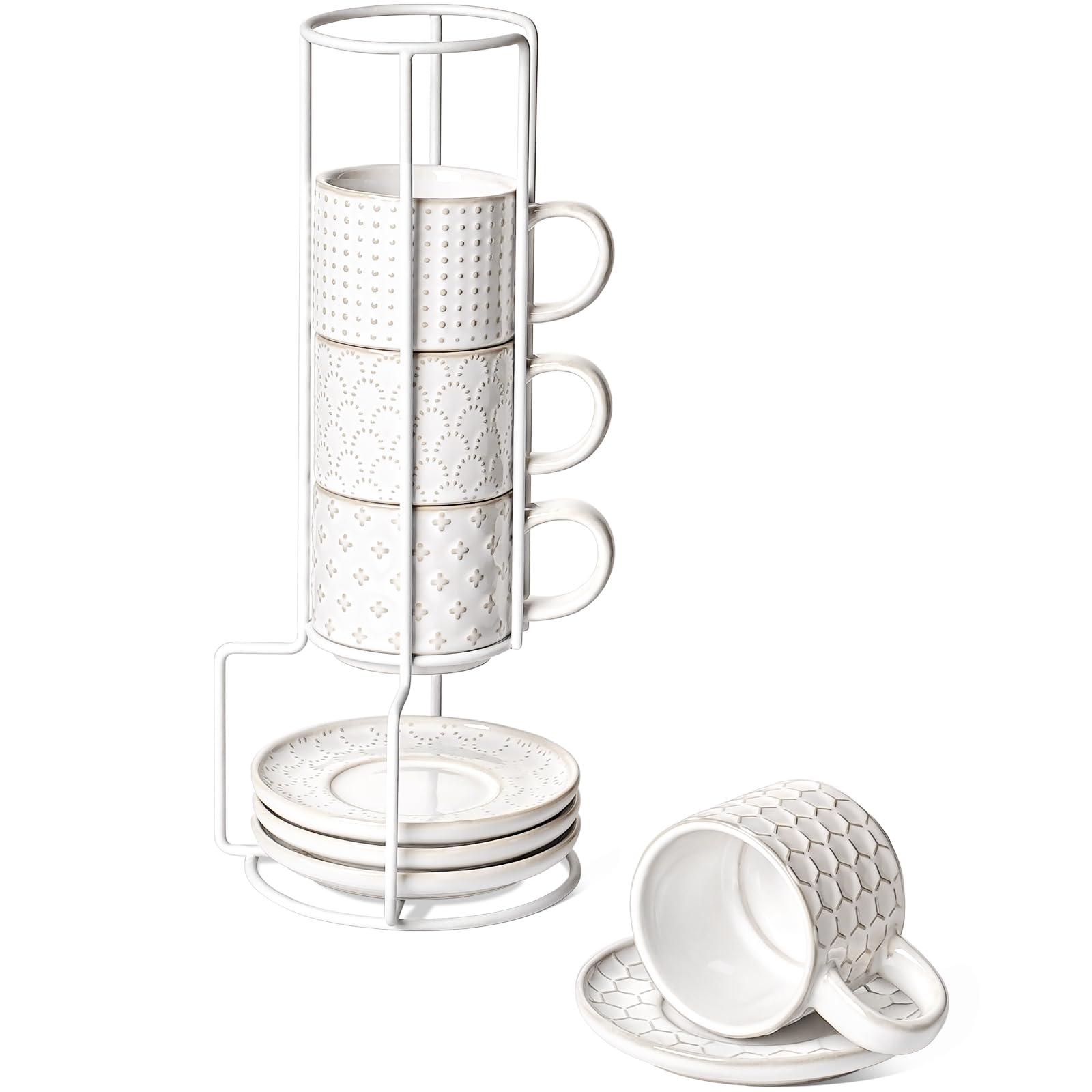 LE TAUCI stackable espresso cups arranged neatly for space-saving storage
