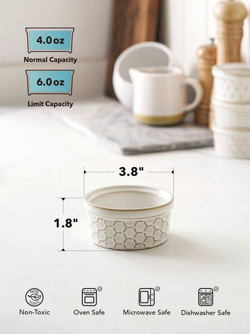 LE TAUCI stackable ramekins save cabinet space.