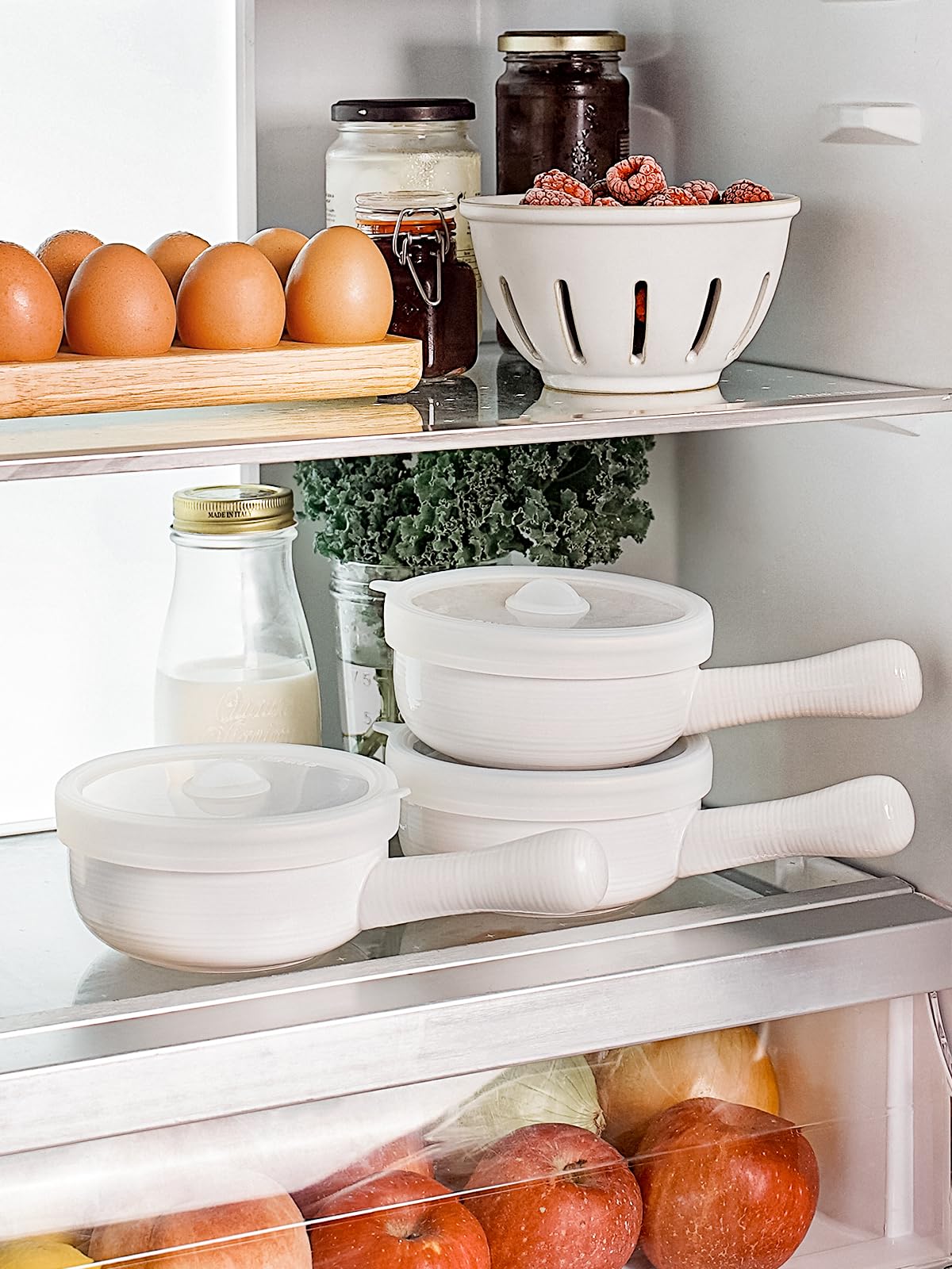 LE TAUCI stackable soup bowls saving cabinet space with elegant styling.